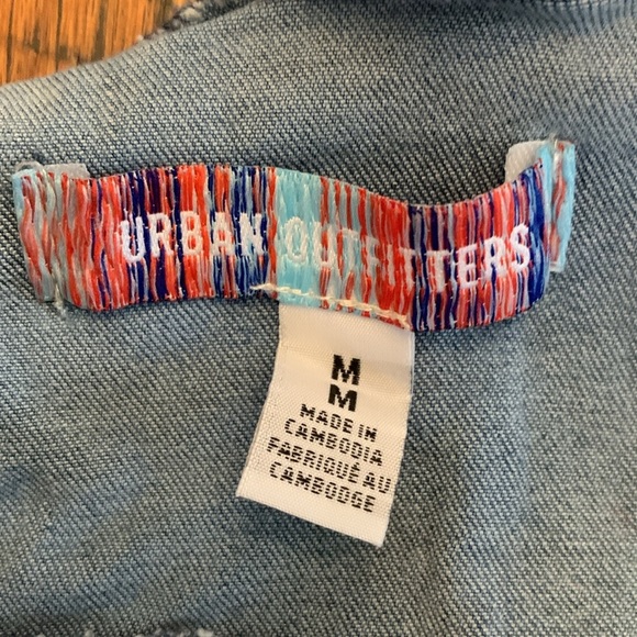 Urban Outfitters Nayda Denim jean Mini Dress Lace Up Sweetheart Neckline - Picture 9 of 11